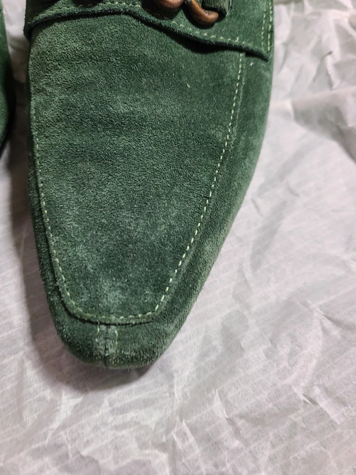 Laura Ashley Pine Green Suede Loafers Women's Sz 7.5/38   Quiet Luxury Italy  - Image 4 of 4