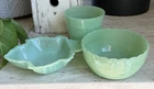 Fire king Jadeite Bulb Bowl Flower Pot & Maple Leaf Candy Dish Jadite Glass