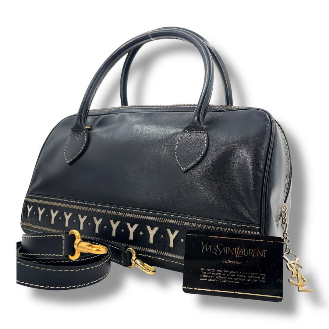 Ottime condizioni Yves Saint Laurent 2WAY spalla pelle motivo Y pelle vitello pelle