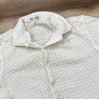 Zara Crochet Shirt Mens Large Minimalist Cotton Open Knit Button Up Cream White
