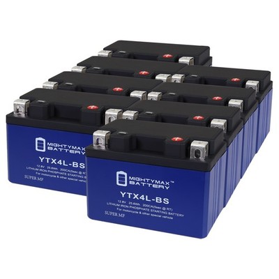 Mighty Max YTX4L-BSLIFEPO4 Lithium, Replaces Yamaha FZ-07, FZ-09, FZ-10 - 8 Pack