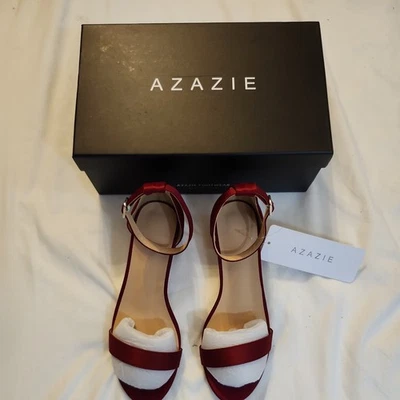 Azazie Womens Sandal Burgundy 4. One Strap Buckle Low Heel US 7 - Image 1 of 4