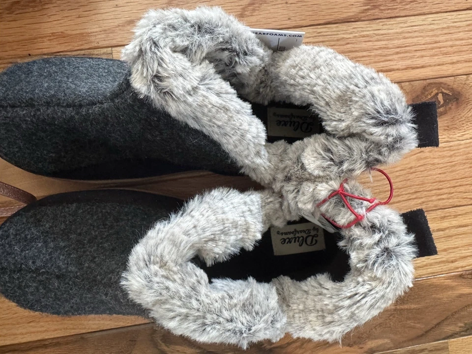 Botín Dearfoams Deluxe Dolly Fieltro Zapatilla Parte Inferior de Goma Para Mujer Talla 7-8 Foto 4 de 4