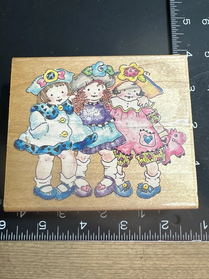 Penny Black Inc. "The Three Of Us" Vintage 2000 Sello de Goma de Madera Amistad Foto 2 de 4