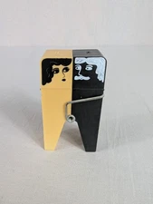 Emson Man Woman Paperclip Salt Pepper Shakers Black Beige Vtg Anthropomorphic