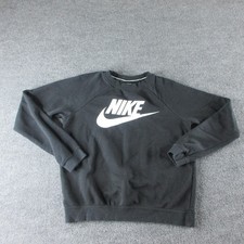 Nike Sweatshirt Womens S Black Fleece Pullover Raglan Crew Neck Swoosh Logo