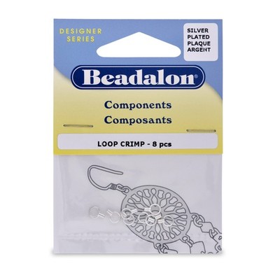 Beadalon  Loop Crimps 0.71mm Diameter Silver Plated 8 pieces * Findings