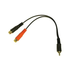 RCA AUDIO Y cord SPLITTER CABLE 1 ONE M MALE MONO JACK TO 2 TWO F FEMALE PLUG