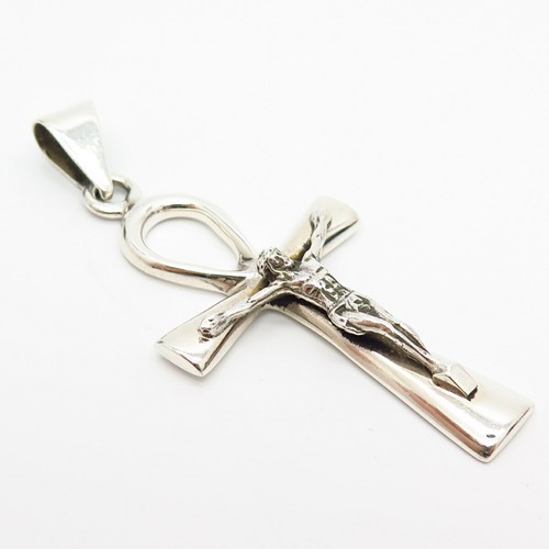 Ciondolo Croce Crocifisso Ankh Argento Sterling 925 - Foto 3 di 4