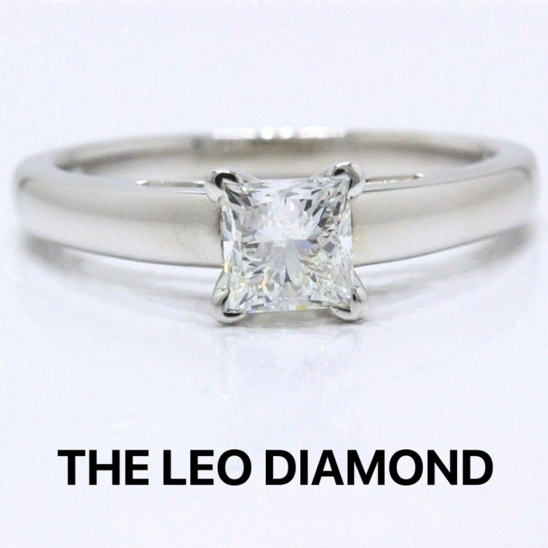 Leo Diamond Engagement Ring Princess 0.72 ct H SI1 14k White Gold