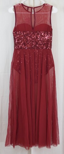 IBTOM CASTLE Women's Sleeveless Sequin Mesh Dress Red Size Small - Picture 3 of 3