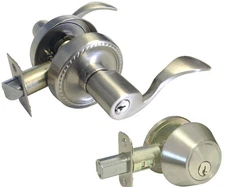 Entry Keyed Deadbolt Combo Satin Nickel  Door Locks lever Brushed  6300 (RH)