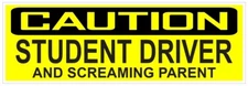 Student Driver and Screaming Parent Bumper Sticker or Helmet Sticker D7208 Decal