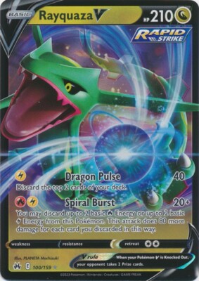 Rayquaza V 100/159 Ultra Rare Crown Zenith Pokemon TCG