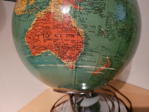 Vintage REPLOGLE 10" LIGHTED Library Globe, Metal Base, VG Cond "GULF of MEXICO" - Picture 7 of 12