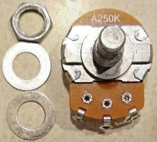 250K Ohm A Short 1/4 in.Solid-Shaft Potentiometer Volume Tone Pot - Audio Taper