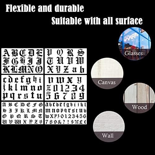 6 Pcs Old English Stencil 2 Inch Letters Number Template Reusable Gothic Call...