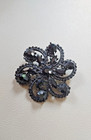Pin / Brooch Floral Black Rhinestone
