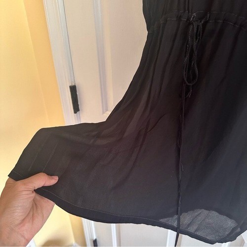 Abito midi La Causa trasparente slip nero con coulisse in vita taglia small gotico boho - Foto 2 di 5