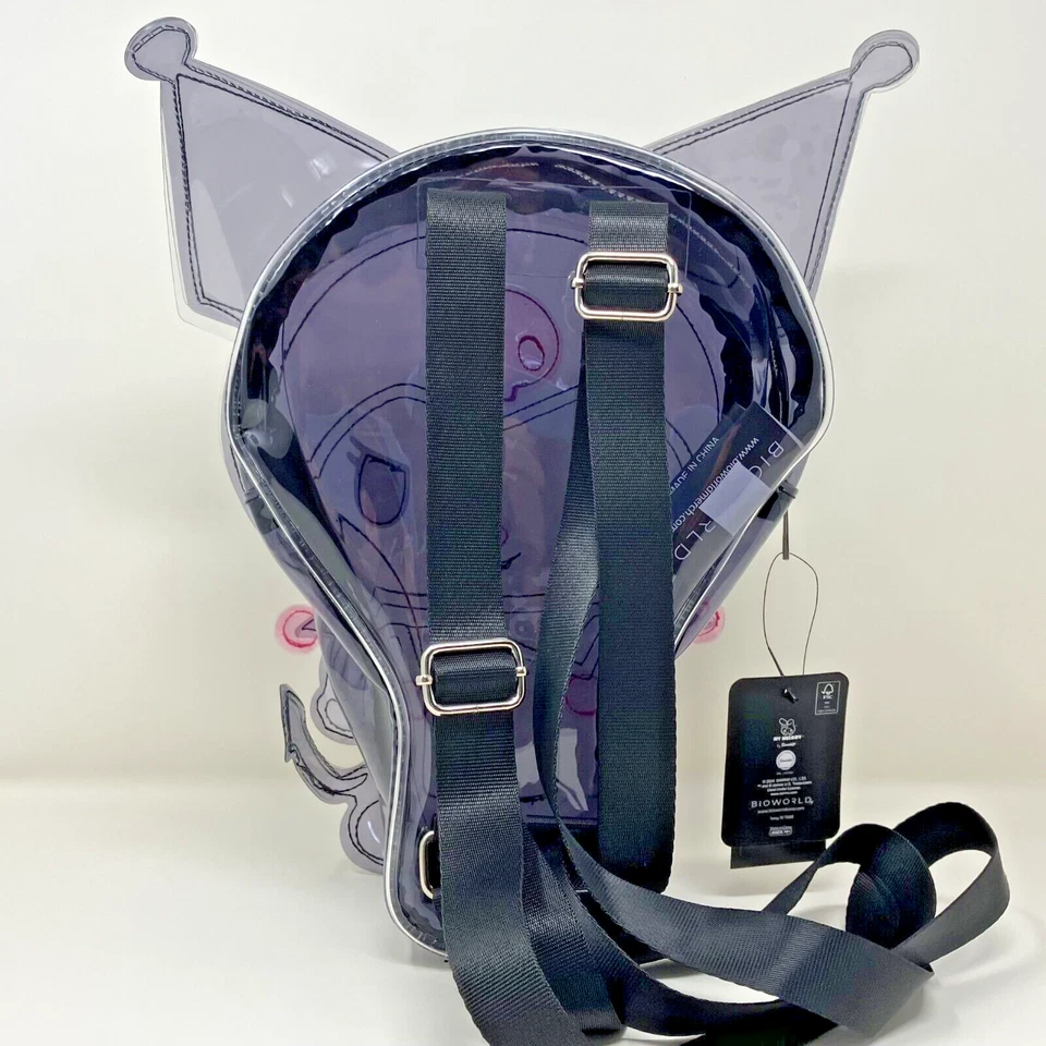 Mini Mochila Kuromi Negra Transparente Figura con Orejas Púrpura Oscuro - Nueva con Etiquetas Foto 3 de 4