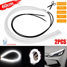 2PCS White 60cm Car Flexible Tube LED Strip Daytime Runnning DRL Light Headlight