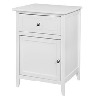 Wood/mdf 1 Drawer Nightstand Metal Nickel Hardware 1 Door No Shelf White Wood/mdf 1 Drawer Nightstand Metal Nickel Hardware 1 Door No Shelf White