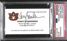 Terry Bowden "Auburn 1993 Ntl Champs" Auto Autographed Signed Business Card PSA