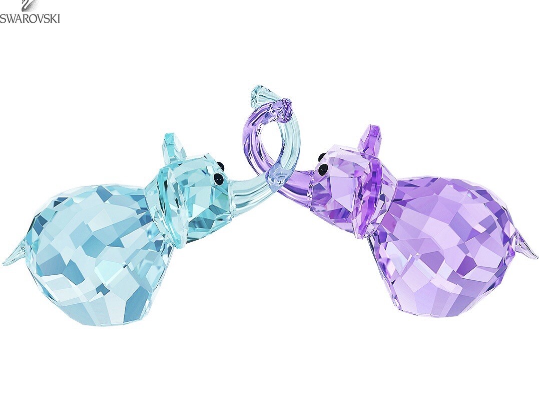 NIB Swarovski In Love Paul & Paula Pair Of Elephants Crystal