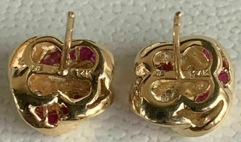 2Ct  Princess  Lab Created Red Ruby Elegant Stud Earrings 14k Yellow Gold Finish - Image 4 of 4