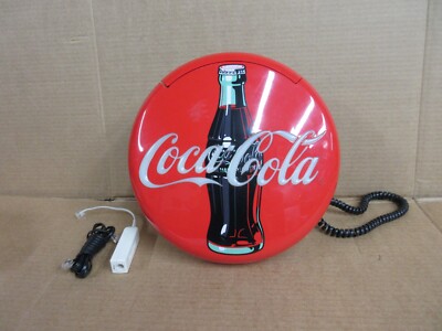 Vintage Coca Cola Wall Corded Telephone 1996 12'' Round Coke Phone   B