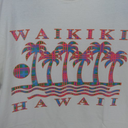 VINTAGE Waikiki Hawaii Herren T-Shirt XL weiß Beach 90s Tee Single Stitch Hanes - Bild 2 von 8