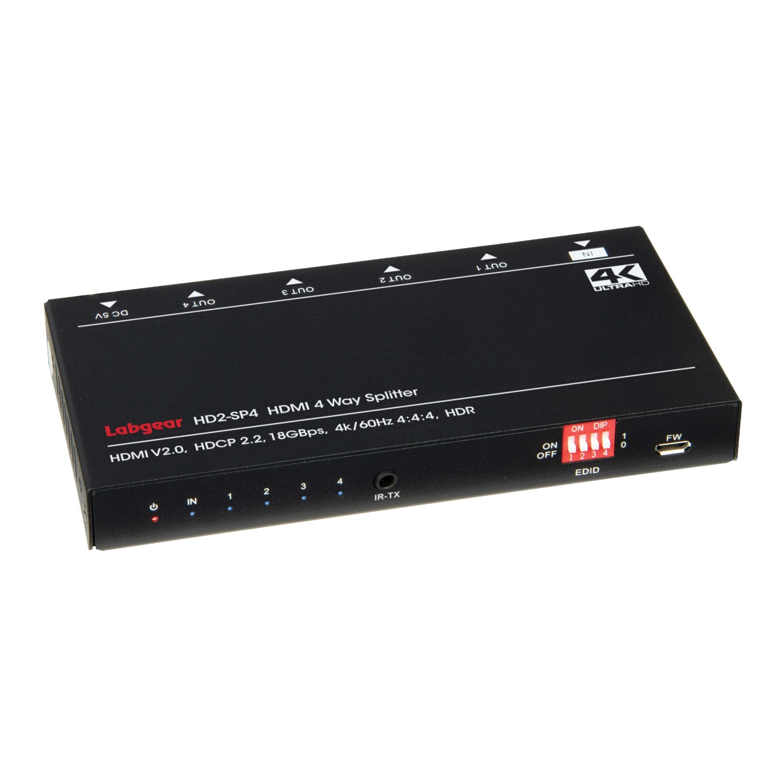 Labgear 4K HDMI Splitter 1 In 4 Out with Downscaling AOC Support 18Gbps HDCP 2.3
