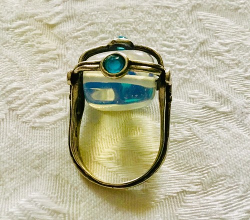 Vintage Sterling Silver Clear Blue Stone Ring 9.5-10 - Picture 4 of 9
