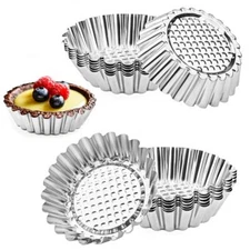 20 Packs Cupcake Mold 3.8inch Stainless Steel Mini Pie Tartlet Cupcake Cake M...