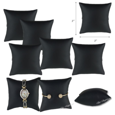 12pc Watch Pillow Displays Black Faux Leather Pillows Watch Pillows Displays 3x3