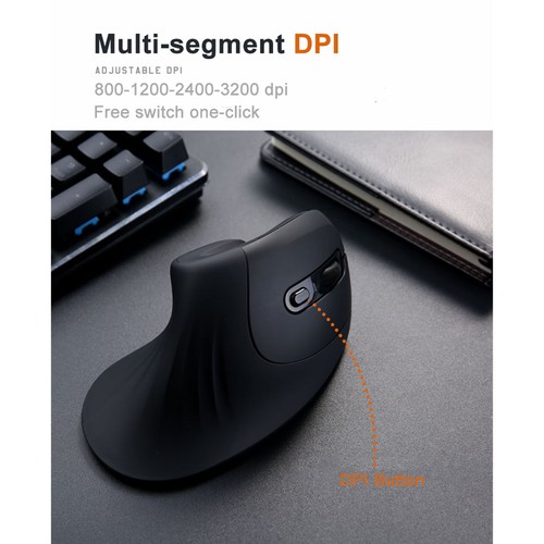 Wired Vertical Mouse 6 Buttons 800‑1200‑2400‑3200 DPI USB Wired Vertical Ergono - Picture 18 of 24
