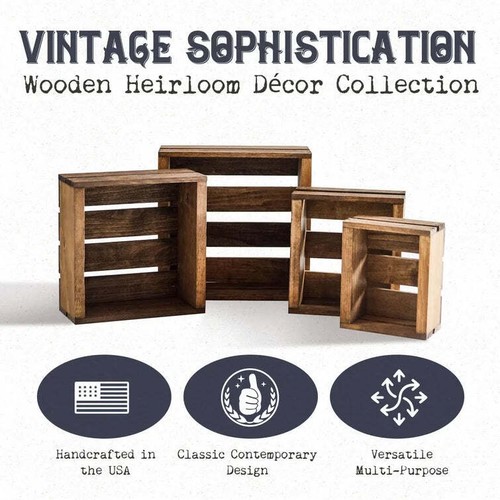 Rustic Wooden Nesting Boxes โ Set of 4 Handmade Storage Crates for Home & Decor - Picture 2 of 9