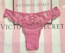NEW Victoria's Secret Dream Angels Pink Mesh Boho Embroidery Brazilian Panty M
