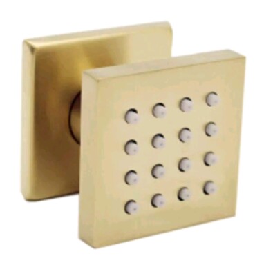 1pc Brushed Gold Square Brass Power Shower Water Massage Spray Jet 2'' Head
