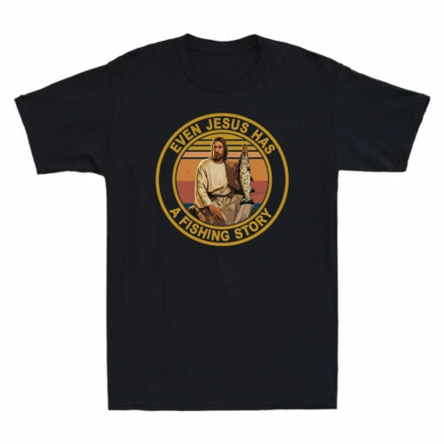 Jesus Fishing Even Jesus Has A Fishing Story Christianity Vintage Men's T-Shirt
Opens in a new windo