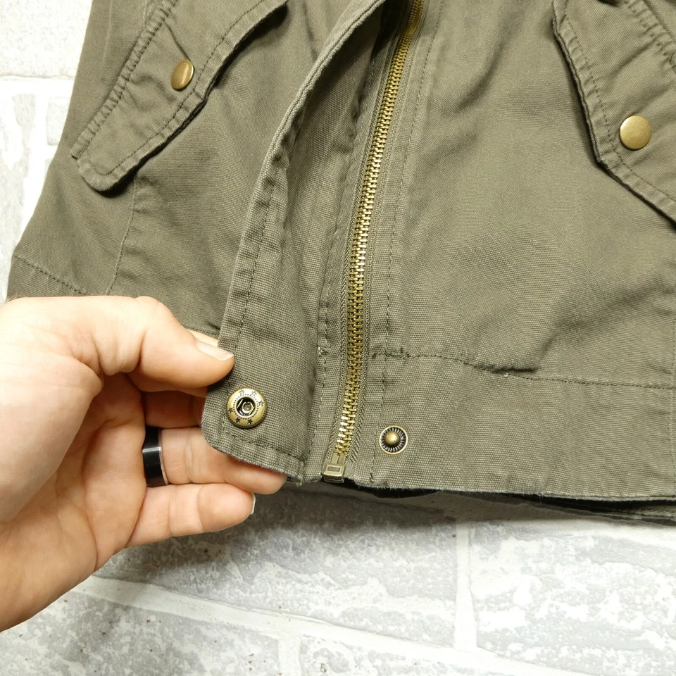 American Rag 背心女式小号军用绿色帆布编舞全拉链户外 — 第 4/4 张图片