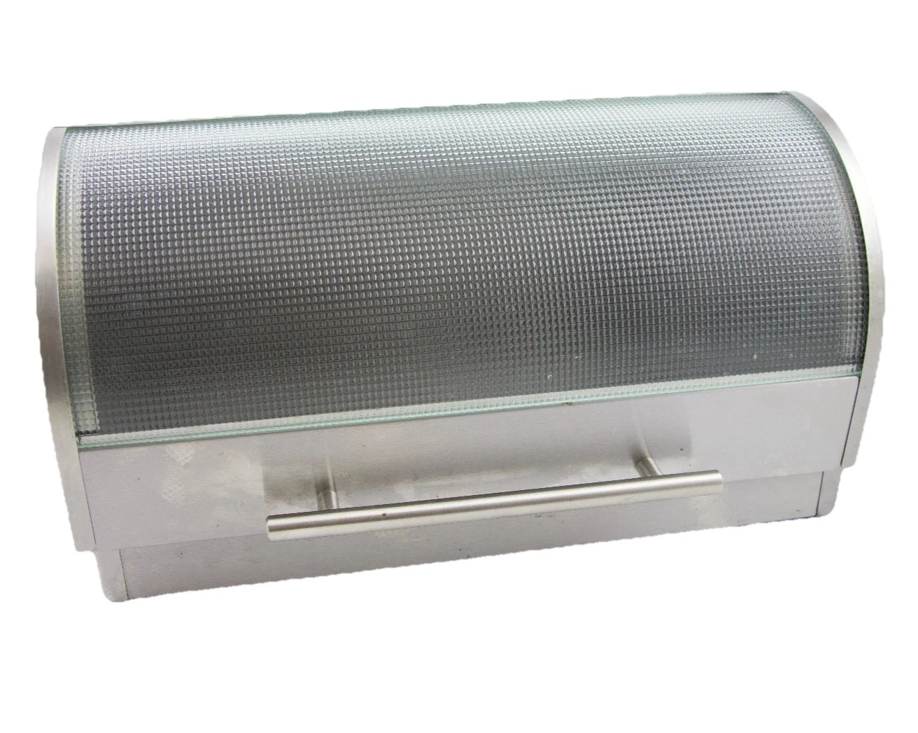 Oggi Stainless Steel Bread Box With Textured Tempered Glass Roll Top