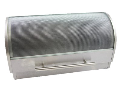 Oggi Stainless Steel Bread Box With Textured Tempered Glass Roll Top