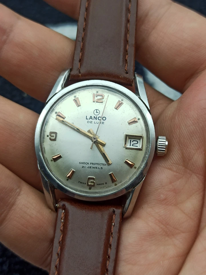 RARO RELOJ LANCO DE LUXE AÑOS 60 MECÁNICO HECHO EN SUIZA MECANISMO MANUAL JOYAS Foto 4 de 4