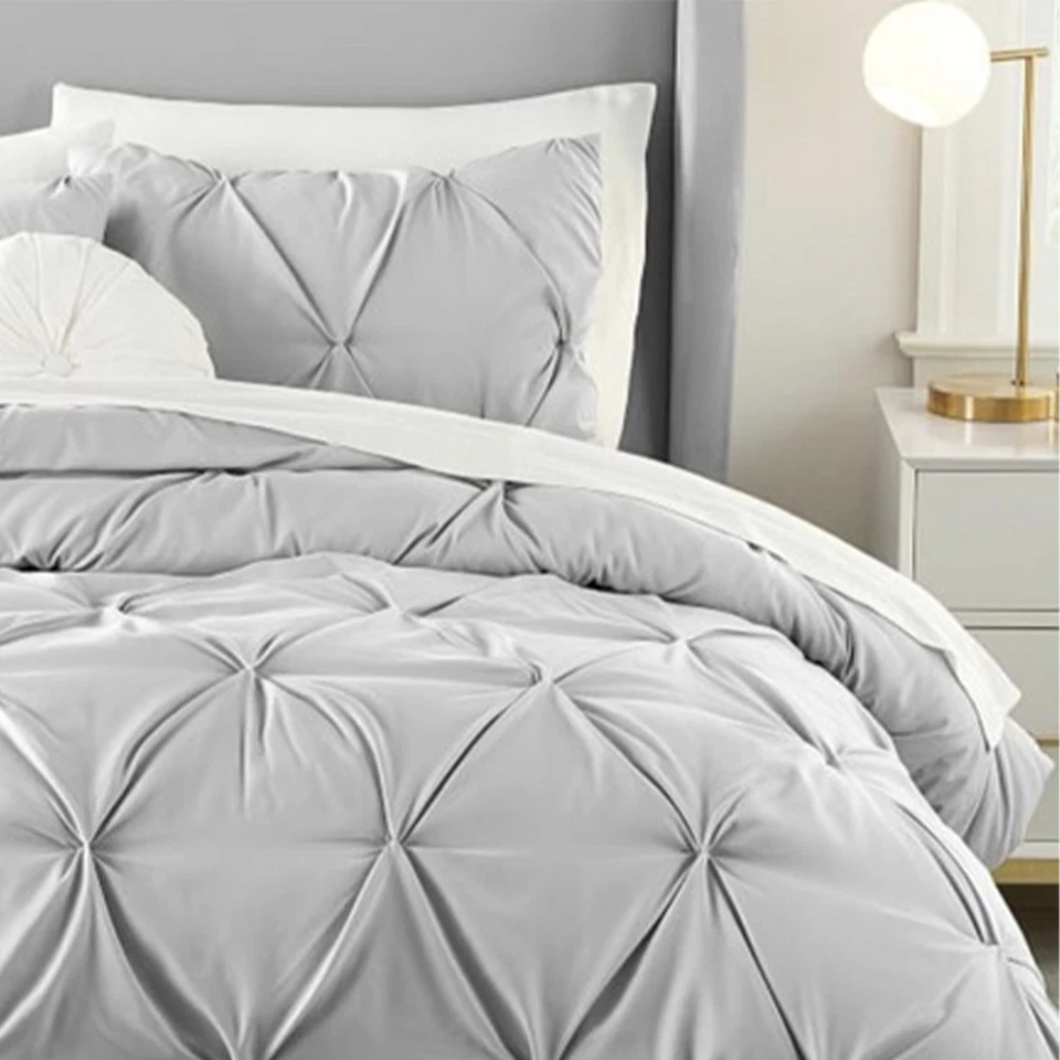 NUEVO Edredón Pottery Barn Teen Microfibra Pintuck Twin XL Gris Foto 3 de 3