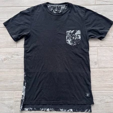 DC Shoes Co. Black Pocket T-Shirt Layered Hem Streetwear Skater Style
