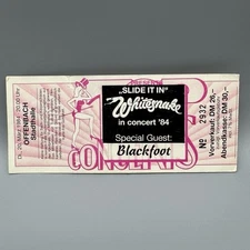 MAR 20, 1984 WHITESNAKE & BLACKFOOT VINTAGE CONCERT TICKET STUB GERMANY