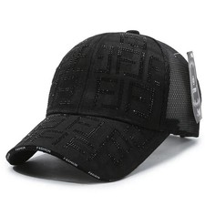 New Luxury Fashion Rhinestones Decoration Baseball Cap color BLACK