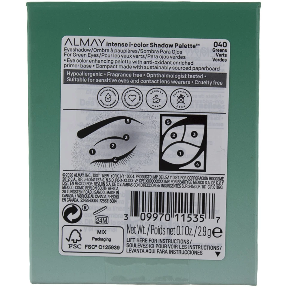 4 Pack Almay Intense i-Color Shadow Palette, Green Eyes 0.10 oz - Image 2 of 2