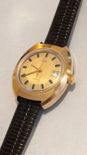 Nice Vintage TIMEX Electric Women's Watch Croc Brown Leather Band Needs Battery